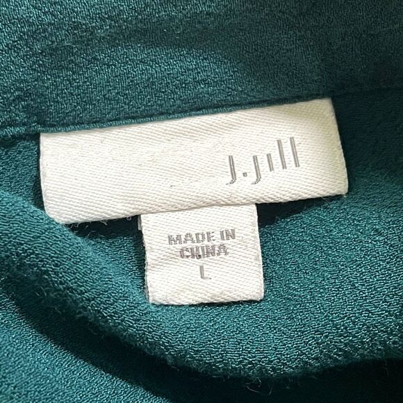 J. Jill | Dark Teal Pleated Button Up Crepe Top | Large - Picture 7 of 9